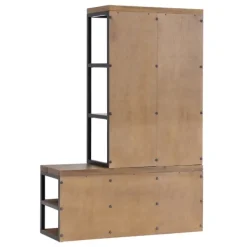 Entryway Furniture-Kirkland's Home Natural Acacia Wood And Metal Hall Tree With Bench