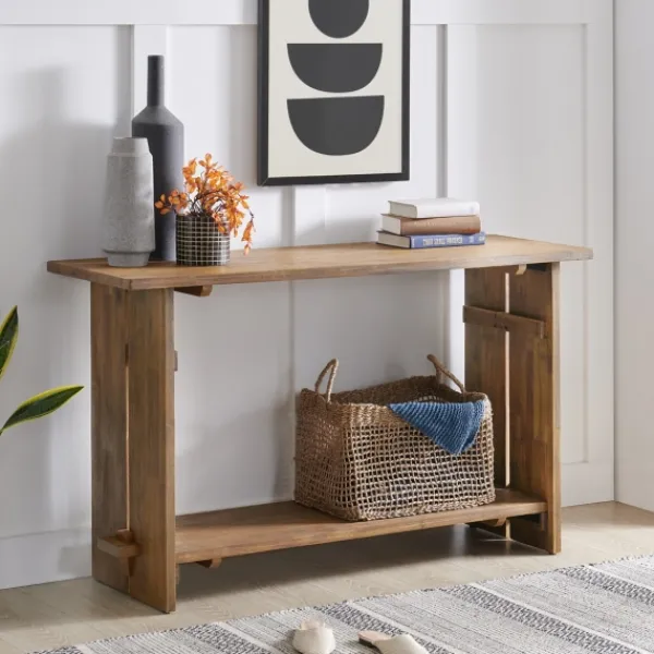 Console Tables-Kirkland's Home Natural Acacia Wood Farmhouse Console