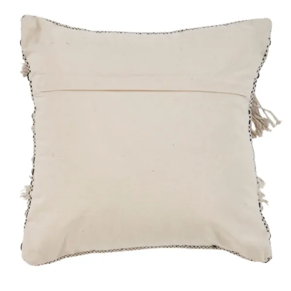 Pillows-Kirkland's Home Natural And Black Cozy Fringe Pillow Black/Ivory