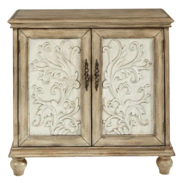 Cabinets & Sideboards-Kirkland's Home Natural And Cream Two-Tone Whitt Cabinet Tan