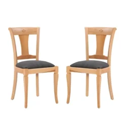 Dining Chairs-Kirkland's Home Natural And Gray Linen Dining Chairs, Set Of 2 Tan