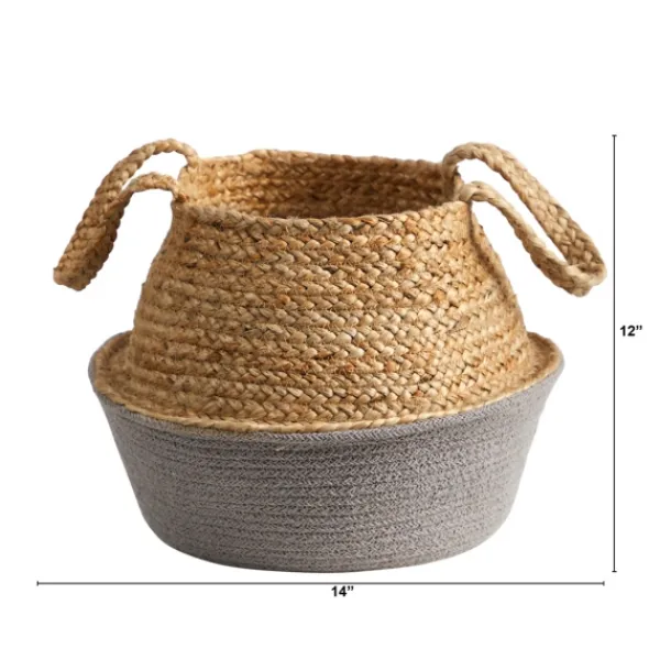 Baskets & Boxes-Kirkland's Home Natural And Gray Woven Jute Planter Basket Tan/Gray