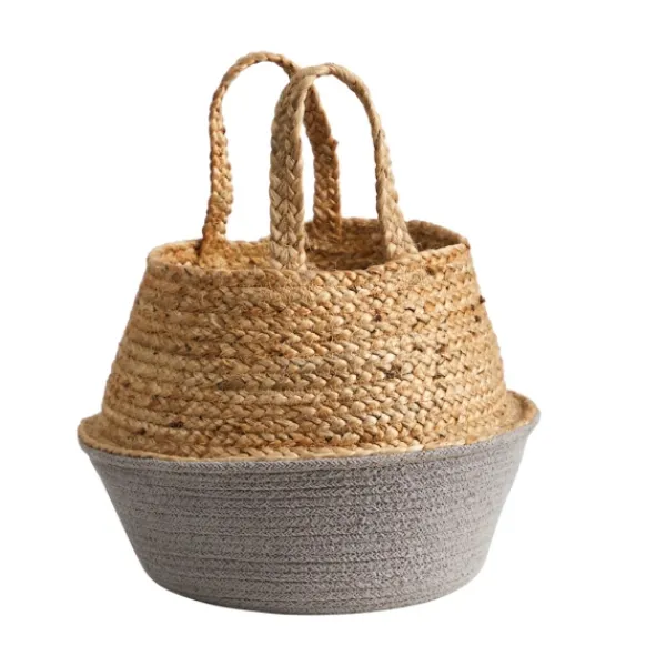 Baskets & Boxes-Kirkland's Home Natural And Gray Woven Jute Planter Basket Tan/Gray