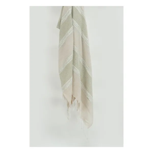 Blankets & Throws-Kirkland's Home Natural And White Colorblock Chevron Throw Tan/Ivory