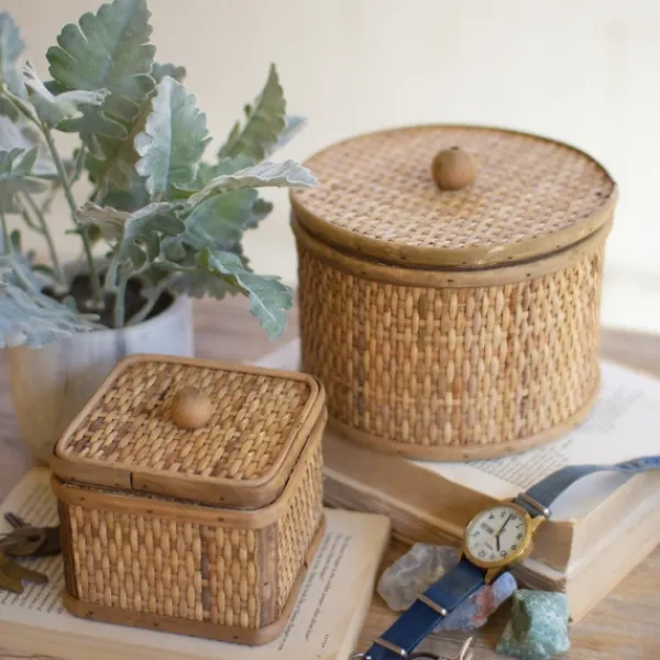 Baskets & Boxes-Kirkland's Home Natural Antique Woven 2-Pc. Box Set Brown/Tan
