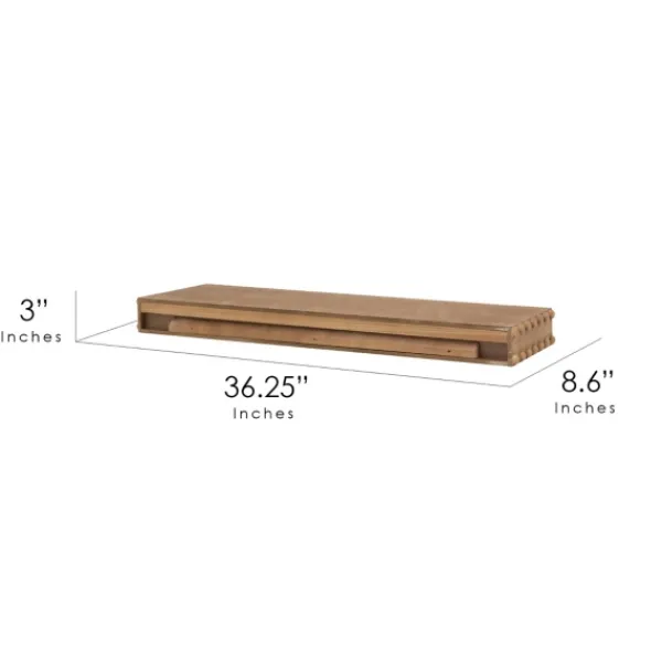 Shelves-Kirkland's Home Natural Beaded Wood Large Floating Shelf