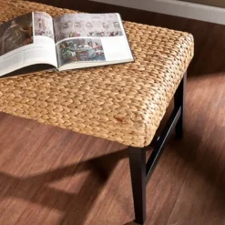Benches & Ottomans-Kirkland's Home Natural Blanchard Water Hyacinth Bench Tan