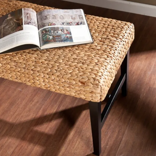 Benches & Ottomans-Kirkland's Home Natural Blanchard Water Hyacinth Bench Tan