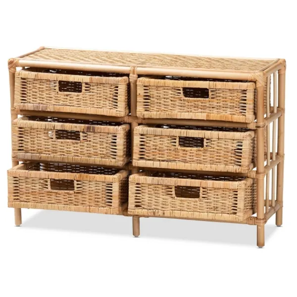 Cabinets & Sideboards-Kirkland's Home Natural Boho Rattan Weave Storage Cabinet