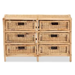 Cabinets & Sideboards-Kirkland's Home Natural Boho Rattan Weave Storage Cabinet