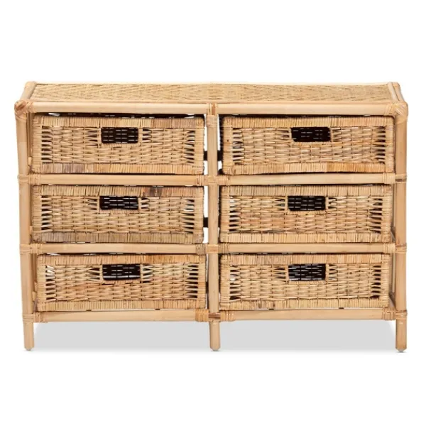 Cabinets & Sideboards-Kirkland's Home Natural Boho Rattan Weave Storage Cabinet