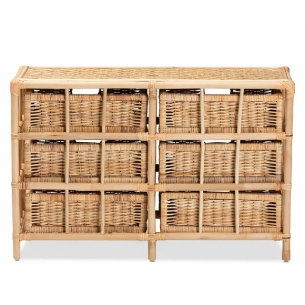 Cabinets & Sideboards-Kirkland's Home Natural Boho Rattan Weave Storage Cabinet