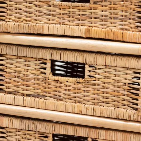 Cabinets & Sideboards-Kirkland's Home Natural Boho Rattan Weave Storage Cabinet