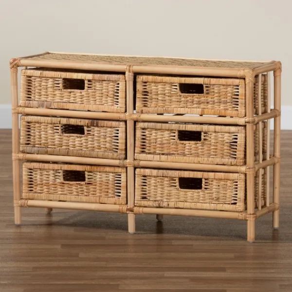 Cabinets & Sideboards-Kirkland's Home Natural Boho Rattan Weave Storage Cabinet