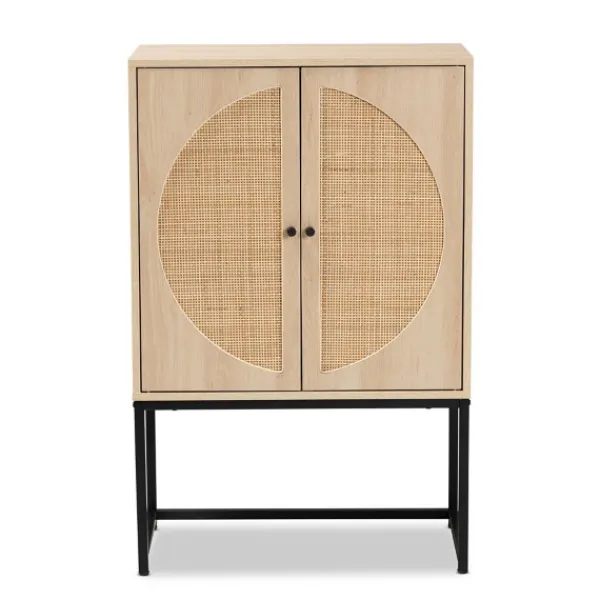 Cabinets & Sideboards-Kirkland's Home Natural Cane And Wood 2-Door Cabinet
