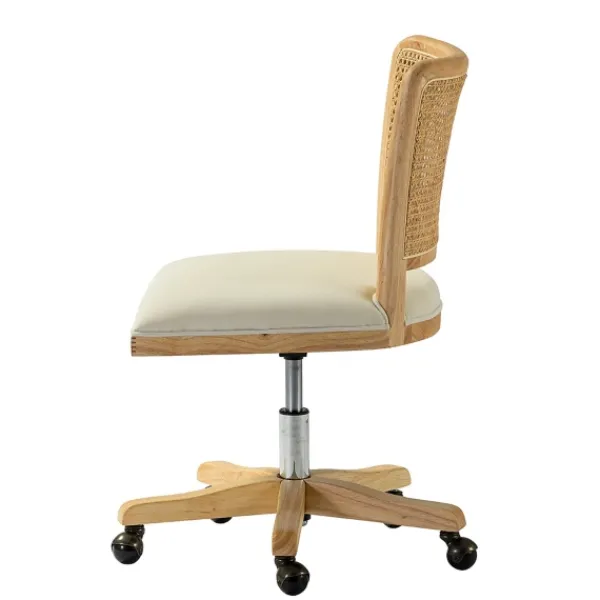 Office Furniture-Kirkland's Home Natural Cane Back Suede Office Chair