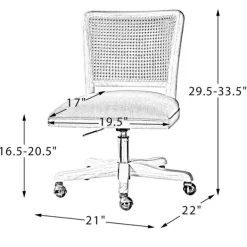 Office Furniture-Kirkland's Home Natural Cane Back Suede Office Chair