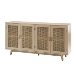 Cabinets & Sideboards-Kirkland's Home Natural Cane Wood Storage Media Cabinet Tan