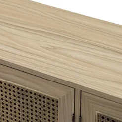 Cabinets & Sideboards-Kirkland's Home Natural Cane Wood Storage Media Cabinet Tan