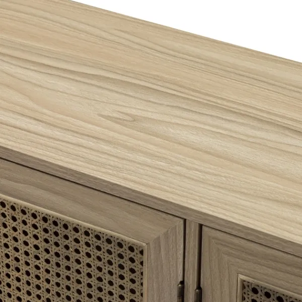 Cabinets & Sideboards-Kirkland's Home Natural Cane Wood Storage Media Cabinet Tan
