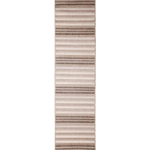 Outdoor Rugs-Kirkland's Home Natural Canva Striped Outdoor Runner Tan