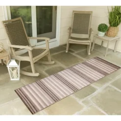 Outdoor Rugs-Kirkland's Home Natural Canva Striped Outdoor Runner Tan