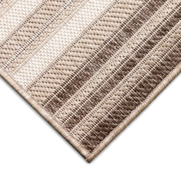 Outdoor Rugs-Kirkland's Home Natural Canva Striped Outdoor Runner Tan