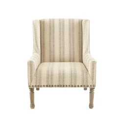 Accent Chairs-Kirkland's Home Natural Cara Stripe Accent Chair Tan