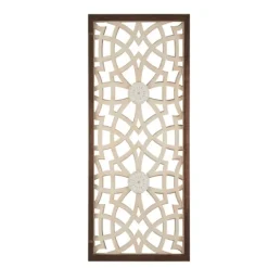 Wall Plaques-Kirkland's Home Natural Carved Damask Wooden Wall Plaque Tan