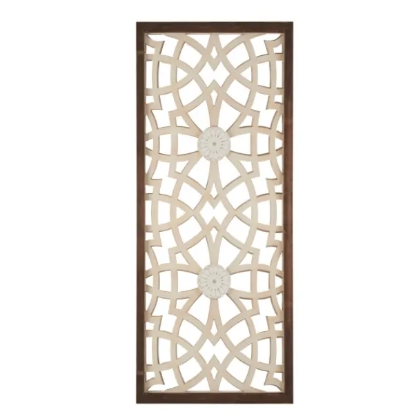 Wall Plaques-Kirkland's Home Natural Carved Damask Wooden Wall Plaque Tan