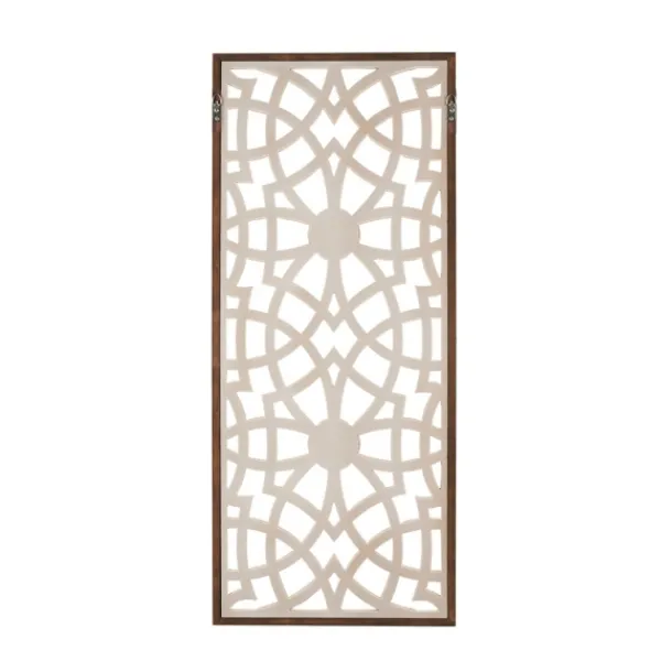 Wall Plaques-Kirkland's Home Natural Carved Damask Wooden Wall Plaque Tan