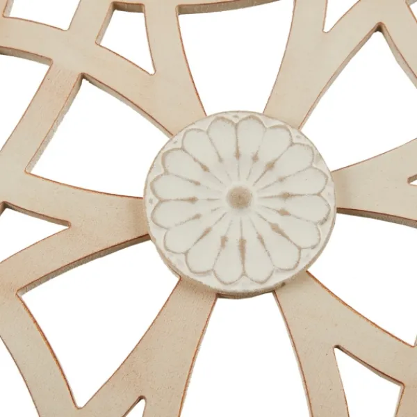 Wall Plaques-Kirkland's Home Natural Carved Damask Wooden Wall Plaque Tan