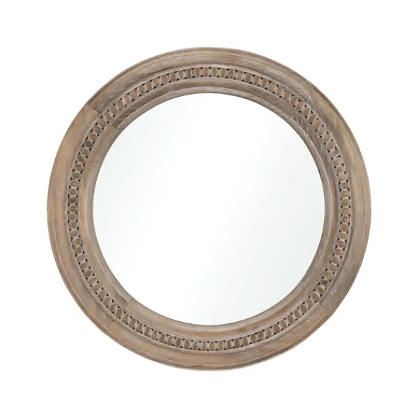 Decorative Mirrors-Kirkland's Home Natural Carved Driftwood Round Wall Mirror