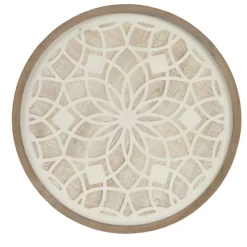Wall Plaques-Kirkland's Home Natural Carved Wood Medallion Round Wall Plaque Tan