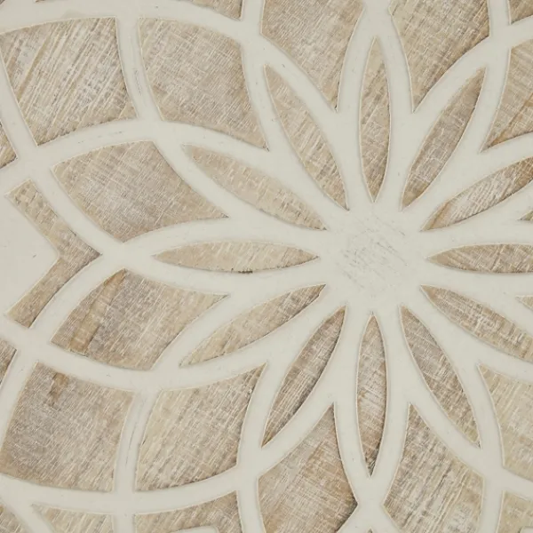 Wall Plaques-Kirkland's Home Natural Carved Wood Medallion Round Wall Plaque Tan