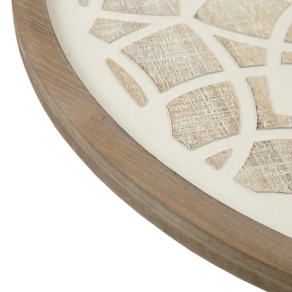 Wall Plaques-Kirkland's Home Natural Carved Wood Medallion Round Wall Plaque Tan