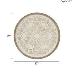 Wall Plaques-Kirkland's Home Natural Carved Wood Medallion Round Wall Plaque Tan