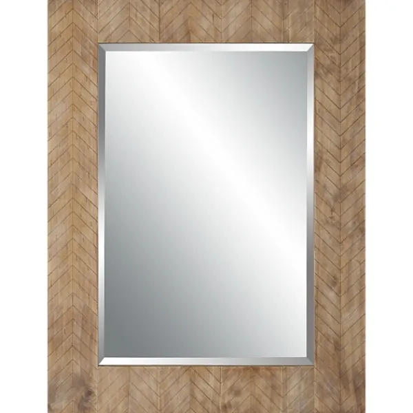 Decorative Mirrors-Kirkland's Home Natural Chevron Wood Wall Mirror