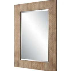 Decorative Mirrors-Kirkland's Home Natural Chevron Wood Wall Mirror