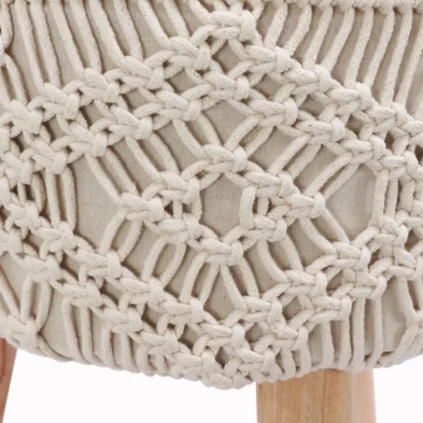 Benches & Ottomans-Kirkland's Home Natural Crochet Stool Tan/Ivory