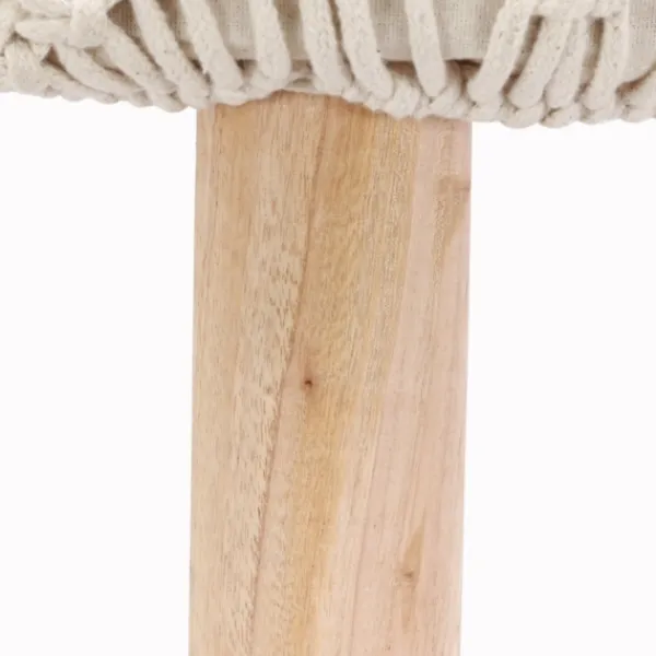 Benches & Ottomans-Kirkland's Home Natural Crochet Stool Tan/Ivory