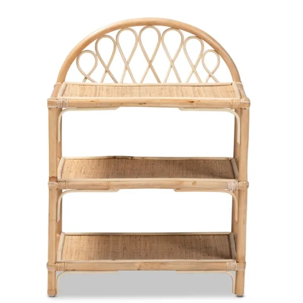 Bookshelves-Kirkland's Home Natural Curled Rattan 3-Tiered Bookcase