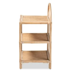 Bookshelves-Kirkland's Home Natural Curled Rattan 3-Tiered Bookcase