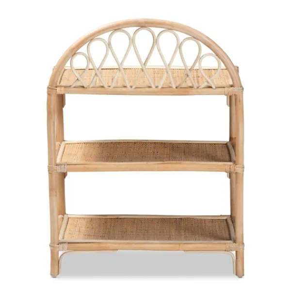 Bookshelves-Kirkland's Home Natural Curled Rattan 3-Tiered Bookcase