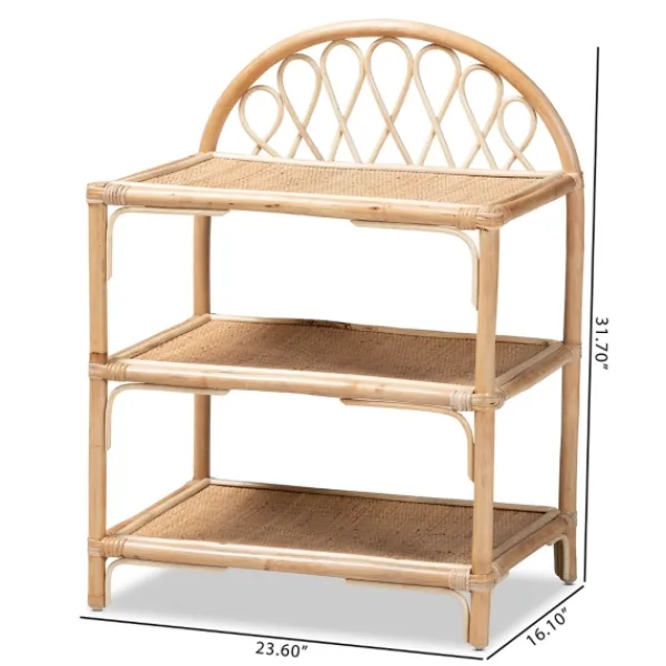 Bookshelves-Kirkland's Home Natural Curled Rattan 3-Tiered Bookcase