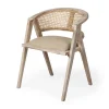 Dining Chairs-Kirkland's Home Natural Curved Rat And Linen Dining Chair Tan