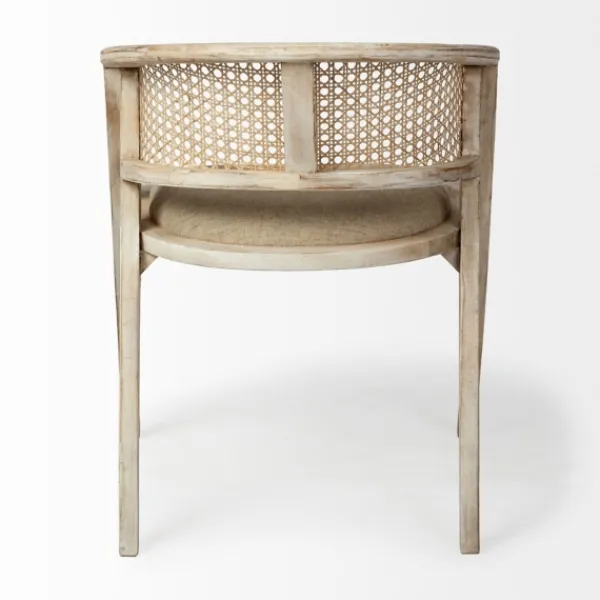Dining Chairs-Kirkland's Home Natural Curved Rat And Linen Dining Chair Tan