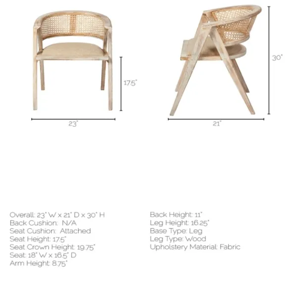 Dining Chairs-Kirkland's Home Natural Curved Rat And Linen Dining Chair Tan