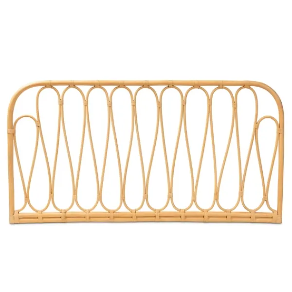 Beds & Headboards-Kirkland's Home Natural Curved Rat Wall Mounted Queen Headboard Tan