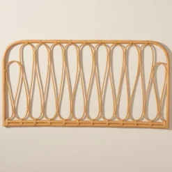 Beds & Headboards-Kirkland's Home Natural Curved Rat Wall Mounted Queen Headboard Tan